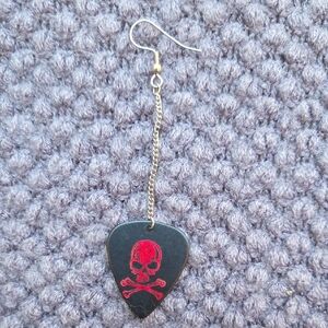 Black Guitar Pick Skull Earring